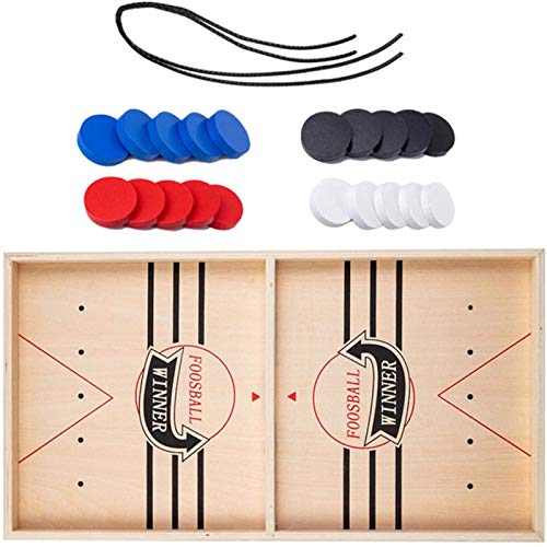 Hongshengchang Wooden Hockey Game, Foosball Winner Board Game Toys, Catapult Chess Bumper 2 in 1 Slingshot Table Ice Hockey Party Game, Parent-Child Interactive Game Set (Adult)