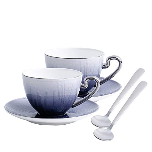 HRDZ Taza de cerámica Bone China Taza y platillo de café para el hogar Exquisito té de la Tarde con platillo y Cuchara Juego de Regalo HRDZ Taza de cerámica Bone China Taza y platillo de café para el hogar Exquisito té de la Tarde con platillo y Cuchara Juego de Regalo