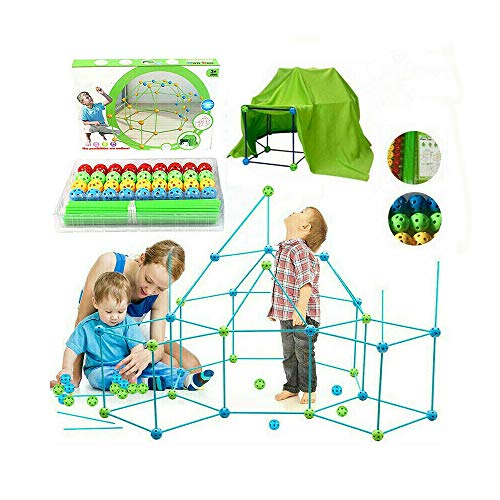 HTYA Kids Construction Fortress Building Kit, DIY Build Your Own Den Sets Kit Present Kids Tent Fort Building Gift with Tent