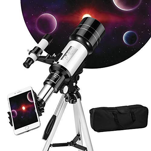 InLoveArts Telescopio astronómico Telescopio astronómico portátil de 70 mm para niños/Principiantes Kit de telescopio de Viaje con trípode/Soporte para teléfono móvil/Mochila
