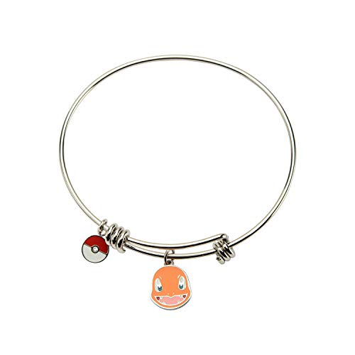 INOX Pokemon Charmander y Poke Ball Charm Pulsera Extensible de Acero Inoxidable INOX Pokemon Charmander y Poke Ball Charm Pulsera Extensible de Acero Inoxidable