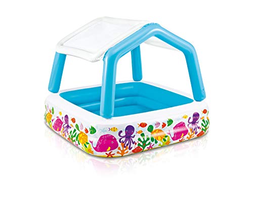 Intex 57470NP - Piscina hinchable infantil con toldo extraíble 157 x 157 x 122 cm 295 litros