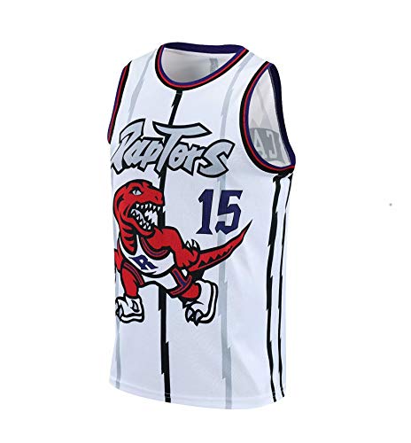 IUYF Camiseta de baloncesto para hombre, Raptors Nº 15 Carter, uniforme de baloncesto retro, transpirable y de secado rápido, color blanco
