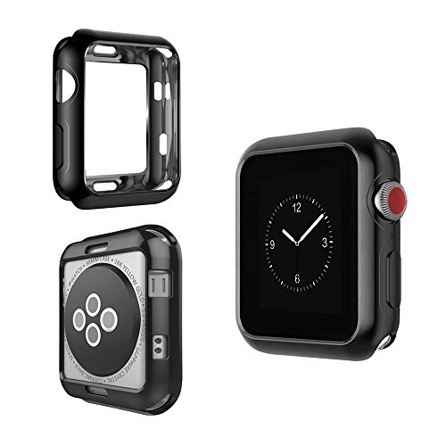 IvyLife Funda para Apple Watch 42mm Carcasa para iWatch Serie 3/2 / 1 Funda Suave para iWatch, Carcasa Protección de Pantalla de Apple Watch, TPU Cubierta del Caso Anti-Choque y Anti-Arañazos, Negro