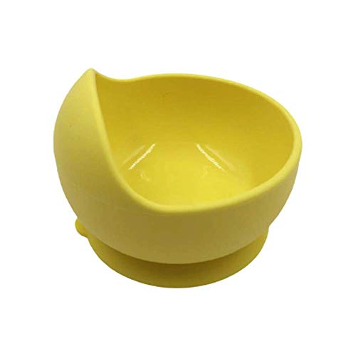 Iwinna Baby Silicone Suction Bowl 1 Piece Unbreakable Light with Silicone Wooden Spoon for 2-Year-Old Babies