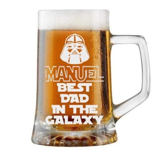 Jarra de Cerveza Personalizada Día del Padre, BEST DAD GALAXY Regalo Grabado y Personalizado para Hombre o Mujer Obsequio para Celebraciones, Cumpleaños, Aniversarios, Día del Padre