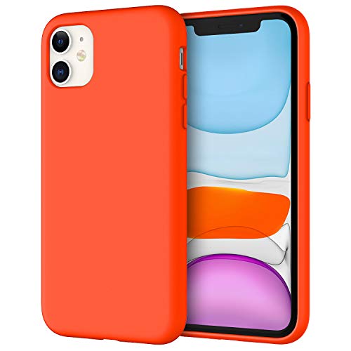 JETech Funda de Silicona Compatible iPhone 11 (2019) 6,1", Sedoso-Tacto Suave, Cubierta a Prueba de Golpes con Forro de Microfibra (Naranja cúrcuma)