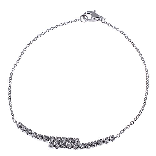 jewel24 925 plata de ley rodio – Elegante pulsera con circonitas 19,5 cm de largo – traumhaft