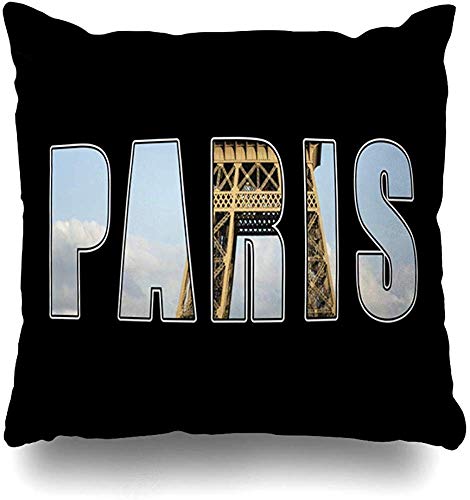 JONINOT Doble Cojines Fundas 18" De Arch Paris Collage ARC Atracciones Retro Avenue Black Champs City Funda de Almohada Suave para la Piel