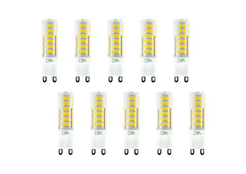 Juego de 10 bombillas LED Bipin G9-7 W – 595 lúmenes – 220/240 V – Medidas Ø 16 x 60 mm – Luz cálida 3000 K – Alcance de iluminación 360 ° – no regulables
