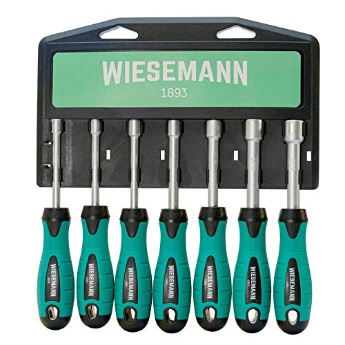 Juego de 7 destornilladores de tuerca para tornillos hexagonales hembra de 6-12 mm Cromado mate con soporte de WIESEMANN 1893 | 80225 Juego de 7 destornilladores de tuerca para tornillos hexagonales hembra de 6-12 mm Cromado mate con soporte de WIESEMANN 1893 | 80225