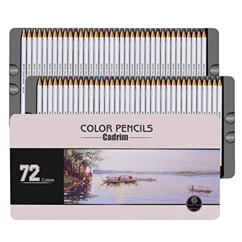 Juego de 72 Lápices de Colores, Cadrim Crayones con Caja de Metal para Artistas Adultos, Libros para Colorear o Útiles Escolares para Niños, Regalo de Navidad Ideal