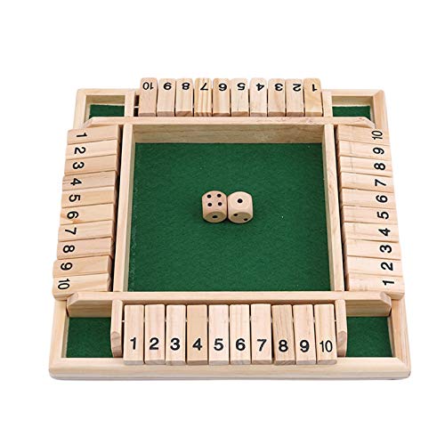 Juego De Tablero De Madera Shut The Box, Juego De Dados De 4 Vías, Juego Inteligente De Tablero De Madera (2-4 Jugadores) para Niños Y Adultos, Estrategia De Números De Aprendizaje Green