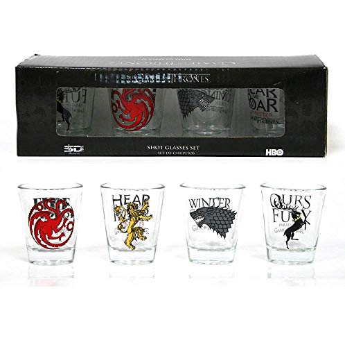 Juego de Tronos - Set de 4 Vasos chupito (SD Toys SDTHBO02075) Game of Thrones Set 4 Vasos Chupito, 22.5 x 6.5 x 6.5 cm, 4 Unidades