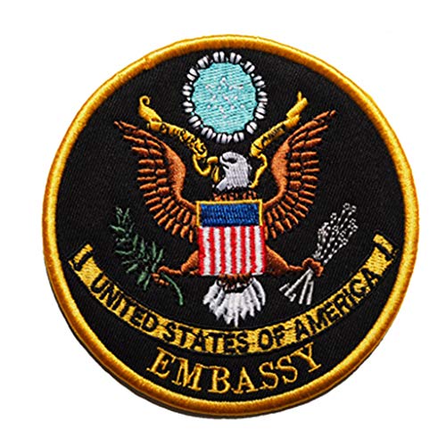 JXS Insignia de Velcro de EE.UU, réplica de Armband Embassy Embassy, ​​Brazalete de Bordado de Velcro, 4 unids para colección de Fans Militares