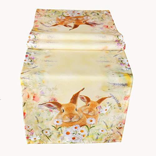 Kamaca Serie de conejos en el campo de las flores, diseño de impresión de alta calidad con dulces conejos llamativos en primavera Pascua (camino de mesa de 40 x 140 cm) Kamaca Serie de conejos en el campo de las flores, diseño de impresión de alta calidad con dulces conejos llamativos en primavera Pascua (camino de mesa de 40 x 140 cm)
