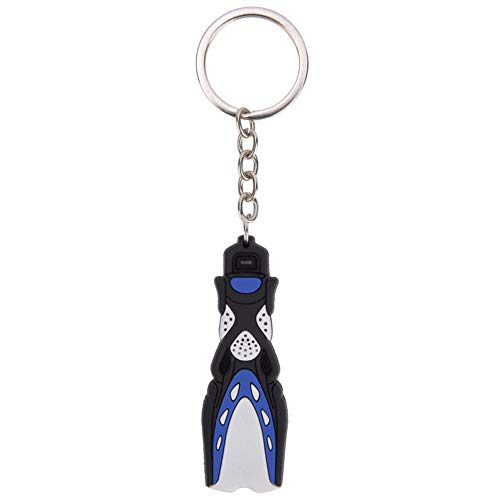 Keenso Llavero con Tema de Buceo, Mini Llavero con Tema de Buceo en PVC Llavero con Forma de Aleta Corta única Llavero con Aleta Regalo(Azul)