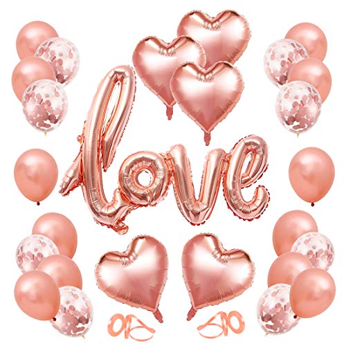 Kit de Decoración para Bodas, 32 PCS Kit Bodas Aniversarios Decoraciones , Love XXL, Globos Corazon Rosa, Decoración Día Bodas Nupcial Aniversario y Compromiso