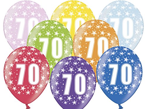 Kleenes Traumhandel 6 globos de 30 cm para celebrar el 70 cumpleaños – aleatorio de 8 colores