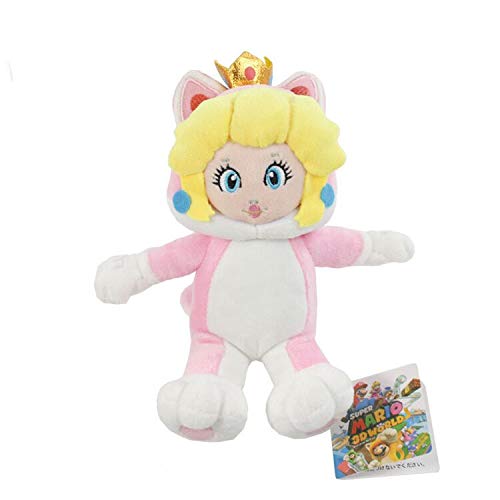 Ksydhwd Peluches 18cm Super Mario Bros 3D World Neko Cat Princess Peach Peluche Suave
