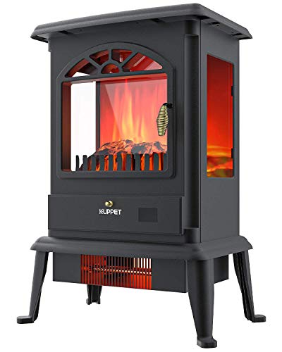 KUPPET Estufa eléctrica independiente, 1000 W/1500 W, calefacción interior portátil con fuego de 3 lados, seguridad para niños, gran pantalla LED, temporizador KUPPET Estufa eléctrica independiente, 1000 W/1500 W, calefacción interior portátil con fuego de 3 lados, seguridad para niños, gran pantalla LED, temporizador