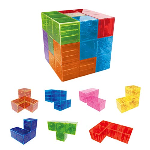 Ladrillos Magnéticos Niños, Juego Cubos Bloques Construcción Magnéticos, Cubo Mágico Magnético + 54 Piezas Tarjeta Muestra, Aprendizaje Cubos Magnéticos Juego Entrenamiento Cerebral