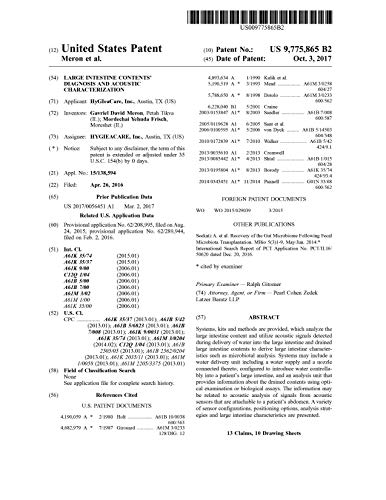 Large intestine contents' diagnosis and acoustic characterization: United States Patent 9775865 (English Edition)