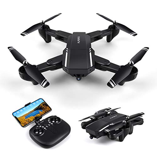 LBLA Drone con Cámara 720P HD Plegable Drone 120º Gran Angular WiFi FPV 2.4Ghz RC Quadcopter Control Remoto 3D Flips Modo sin Cabeza Negro