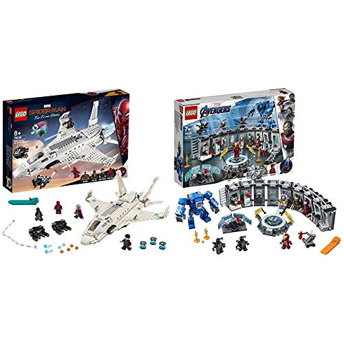 LEGO Super Heroes - Jet Stark y el Ataque del Dron, Set de Construcción de Avión de Juguete + Super Heroes - Iron Man: Sala de Armaduras, Juguete de Construcción