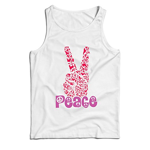 lepni.me Camiseta de tirantes para hombre, símbolo del festival de la paz hippy, signo de fiesta groovy de los años 60, hipster Swag