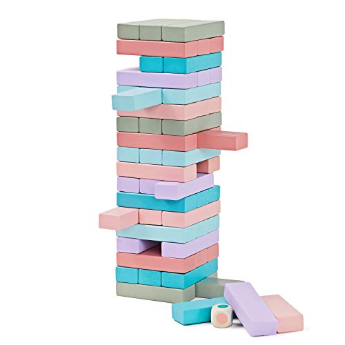 Lewo 54 Piezas Torre de Madera Block Colores Juegos de construcción