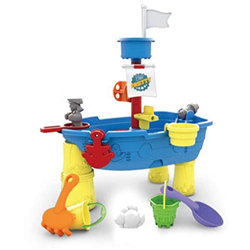 LGRQWER Sand Water Table Center, Play Toy Sand and Water Game Table Inside and Outside, Pirate Ship, Toys Kids Water Play Table, 2-In-Square Square Summer Seas Waterpark