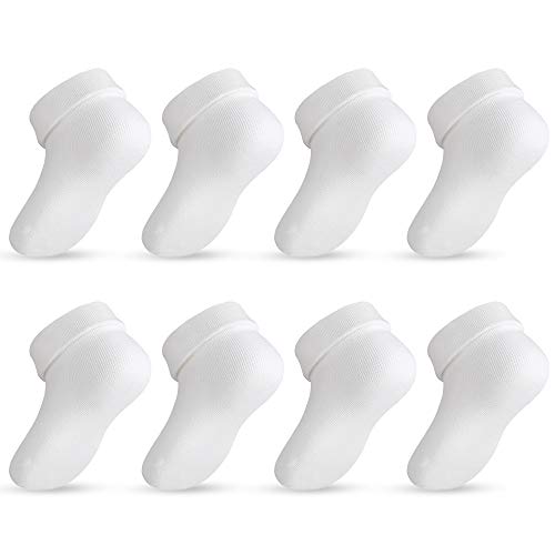 Lictin Calcetines para bebé, 8 pares, calcetines para bebé, calcetines de algodón, calcetines blancos, calcetines para recién nacidos, calcetines para bebé, 0 – 12 meses