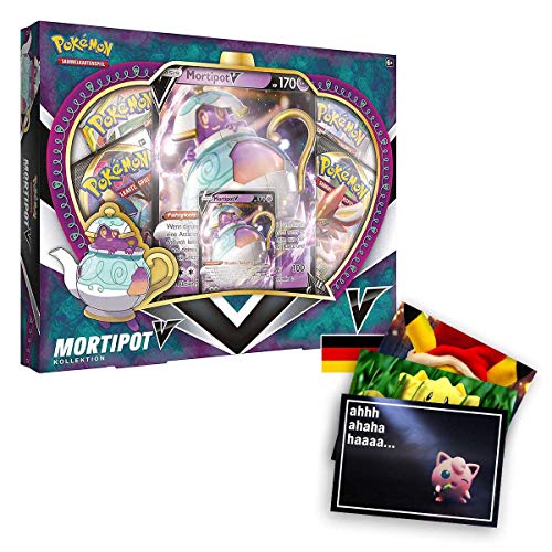 Lively Moments Pokémon - Juego de cartas Mortipot V, colección / Edición Alemán / Juego de cartas coleccionables de Polteageist + tarjeta de felicitación exclusiva