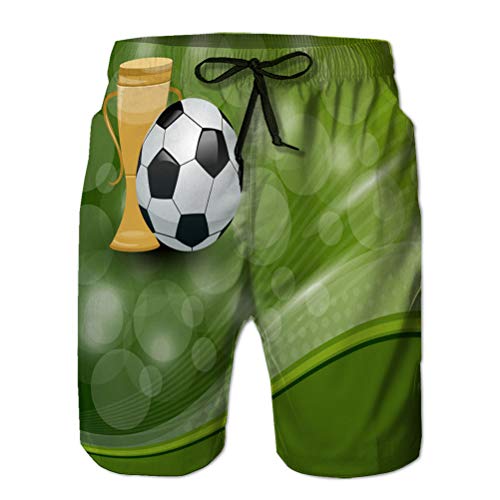 LJKHas232 Shorts de Tablero para Hombre Trunks de natación Summer Beach Shorts Tarjeta de fútbol con Pelota y Premio M