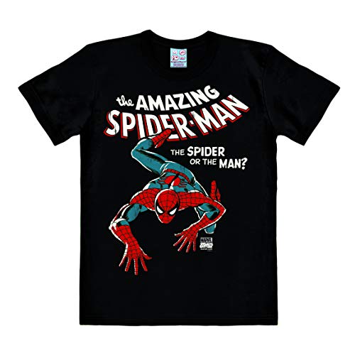 Logoshirt Camiseta Hombre Araña - Camiseta Marvel Comics - Spider-Man - Camiseta con Cuello Redondo Negro - Diseño Original con Licencia, Talla XXL