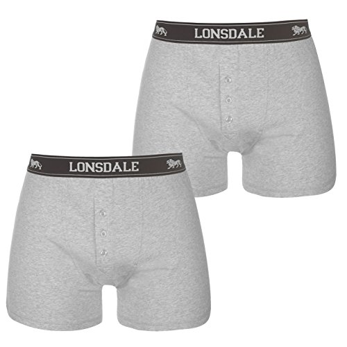 Lonsdale - Lote de 2 bandas elásticas para hombre, mezcla de algodón, ropa interior gris XL