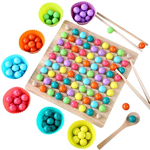 Loveice - Juguete de madera educativa, juego de clips de perlas para niños, juguetes, perlas, puzle manos y brazos, juego de entrenamiento
