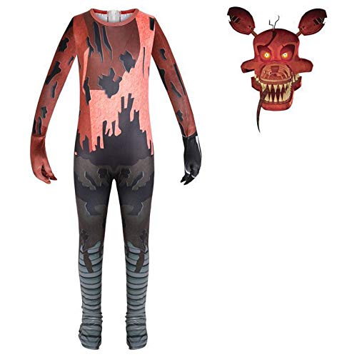 LuBHnna Five Nights at Freddy'S Costume Nightmare Foxy Jumpsuit Fiesta de Halloween Juego de Roles Disfraz de Disfraces con máscara Conjunto Completo
