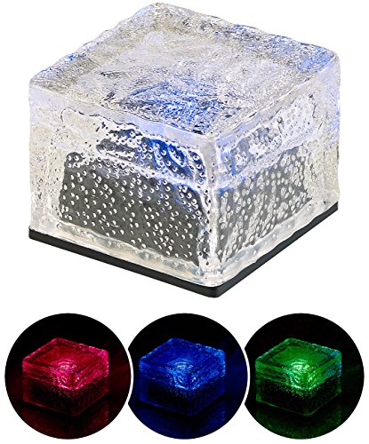 Lunartec Piedras Luminosas: Solar-RGB-LED-Glasbaustein mit Dämmerungsssensor, 7 x 5,4 x 7 cm, IP44 (Solar Piedras de Vidrio)