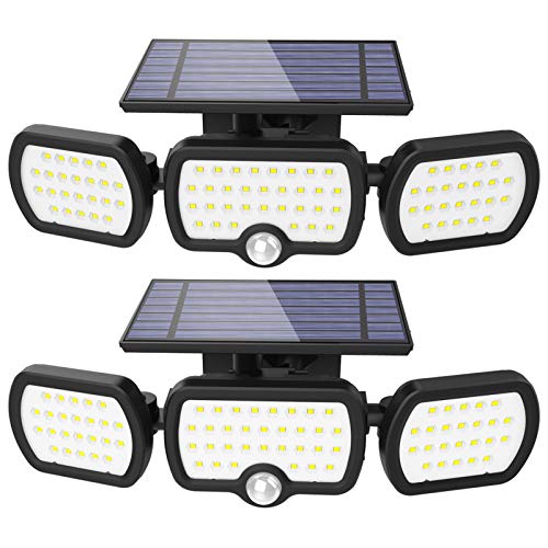 Luz solar exterior de 3 cabezas,JESLED 3 modos de iluminación Luz solar de seguridad (2 Packs),Con iluminación gran angular de 360°,Clasificación de impermeabilidad IP65,Apto para garaje, jardín Luz solar exterior de 3 cabezas,JESLED 3 modos de iluminación Luz solar de seguridad (2 Packs),Con iluminación gran angular de 360°,Clasificación de impermeabilidad IP65,Apto para garaje, jardín