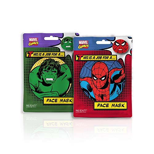 Mad Beauty Mascarilla para el Cuidado de la Cara, Crema, Fácil de Aplicar, con Licencia Oficial Marvel, 2 unidades.