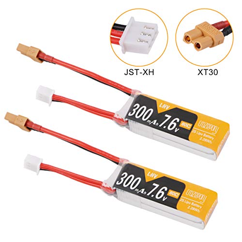 Makerfire 2 unids 2S 300mAh Lipo Batería 80/160C HV 7.6V con XT30 Plug para Mobula7 HD FPV Racing Drone Quadcopter Makerfire 2 unids 2S 300mAh Lipo Batería 80/160C HV 7.6V con XT30 Plug para Mobula7 HD FPV Racing Drone Quadcopter