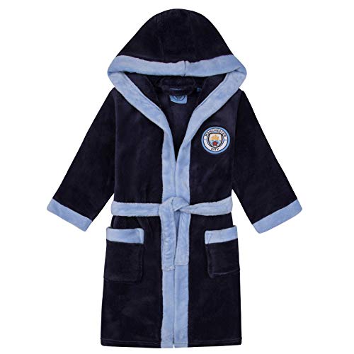 Manchester City FC - Batín Oficial con Capucha - para niño - Forro Polar - Azul Marino - 9-10 años