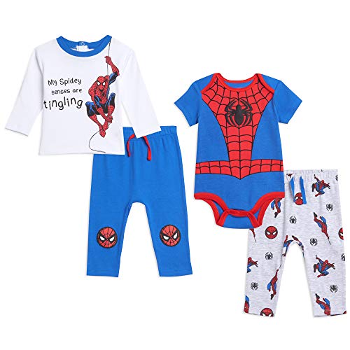 Marvel Spiderman Baby Boys Layette Set Bodysuit Shirt Pants Red/Blue 18 Months