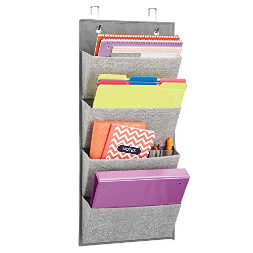 mDesign colgador ropa - Organizador armarios con 4 bolsillos de polipropileno resistente - Perchero puerta multiusos ideal para la oficina o el interior de sus armarios mDesign colgador ropa - Organizador armarios con 4 bolsillos de polipropileno resistente - Perchero puerta multiusos ideal para la oficina o el interior de sus armarios