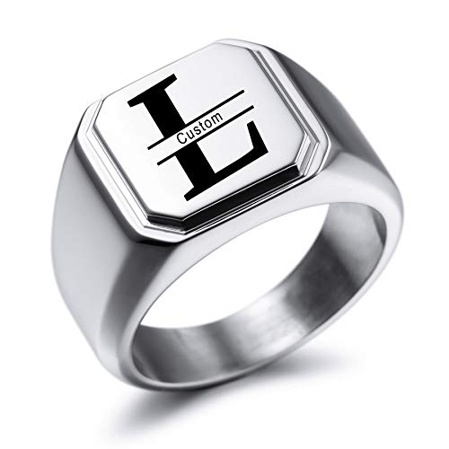 MeMeDIY Grabado Personalizado Monograma Carta Signet Anillo para Hombre Mujer Anillo de Boda de Acero Inoxidable Personalizado con Ajustadores de Tamaño de Anillo(Color Plateado Talla 13) MeMeDIY Grabado Personalizado Monograma Carta Signet Anillo para Hombre Mujer Anillo de Boda de Acero Inoxidable Personalizado con Ajustadores de Tamaño de Anillo(Color Plateado Talla 13)