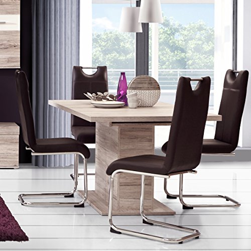 Mesa de Comedor Extensible Trama de 160x90 extiende a 200x90 cm. Pie Central, Color Roble. Mesa de Comedor Extensible Trama de 160x90 extiende a 200x90 cm. Pie Central, Color Roble.