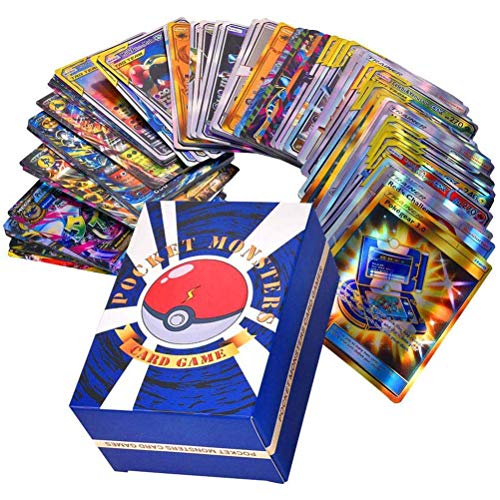 Mgsiko Tarjetas de Pokémon GX, Juego de Tarjetas de Pokémon con 20 Tarjetas de Pokémon GX y 30 Equipos, 50 Mega, 20 Tarjetas de Entrenador, Juegos de Cartas de Pokémon para niños, 120 Piezas
