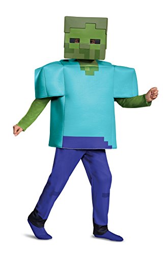 Minecraft 67684L - Disfraz de zombi de lujo S (4-6 años), azul, 109-126 cm , color/modelo surtido